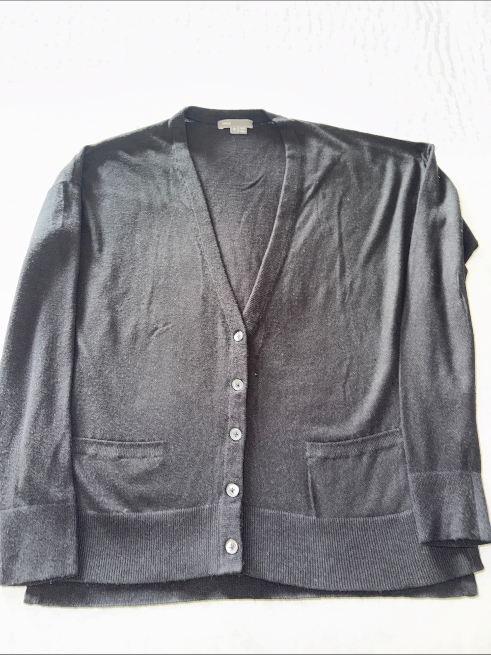 Vince Black Knit Women’s Crewneck Cardigan Sweater EUC S